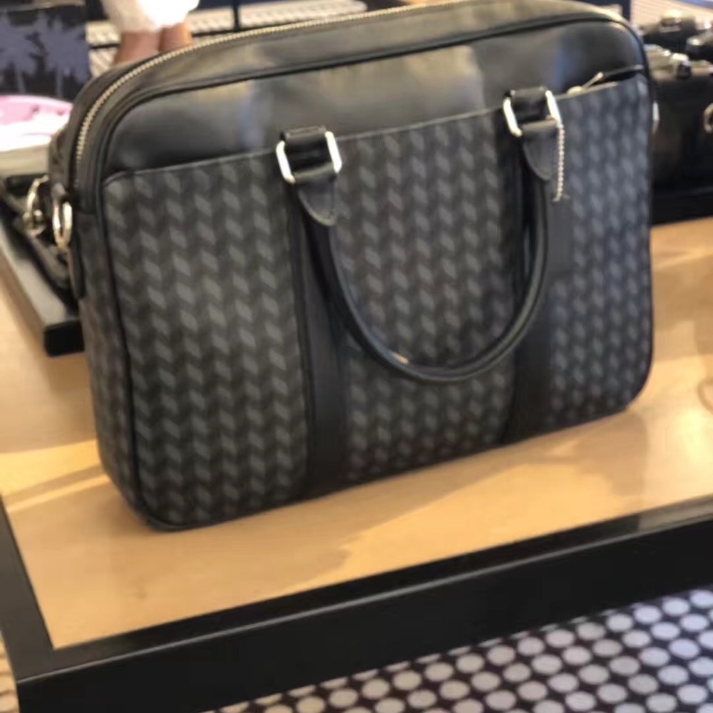 Coach men's PERRY SLIM BRIEF HERRINGBONE PRINT Bag - Picture 1 of 3